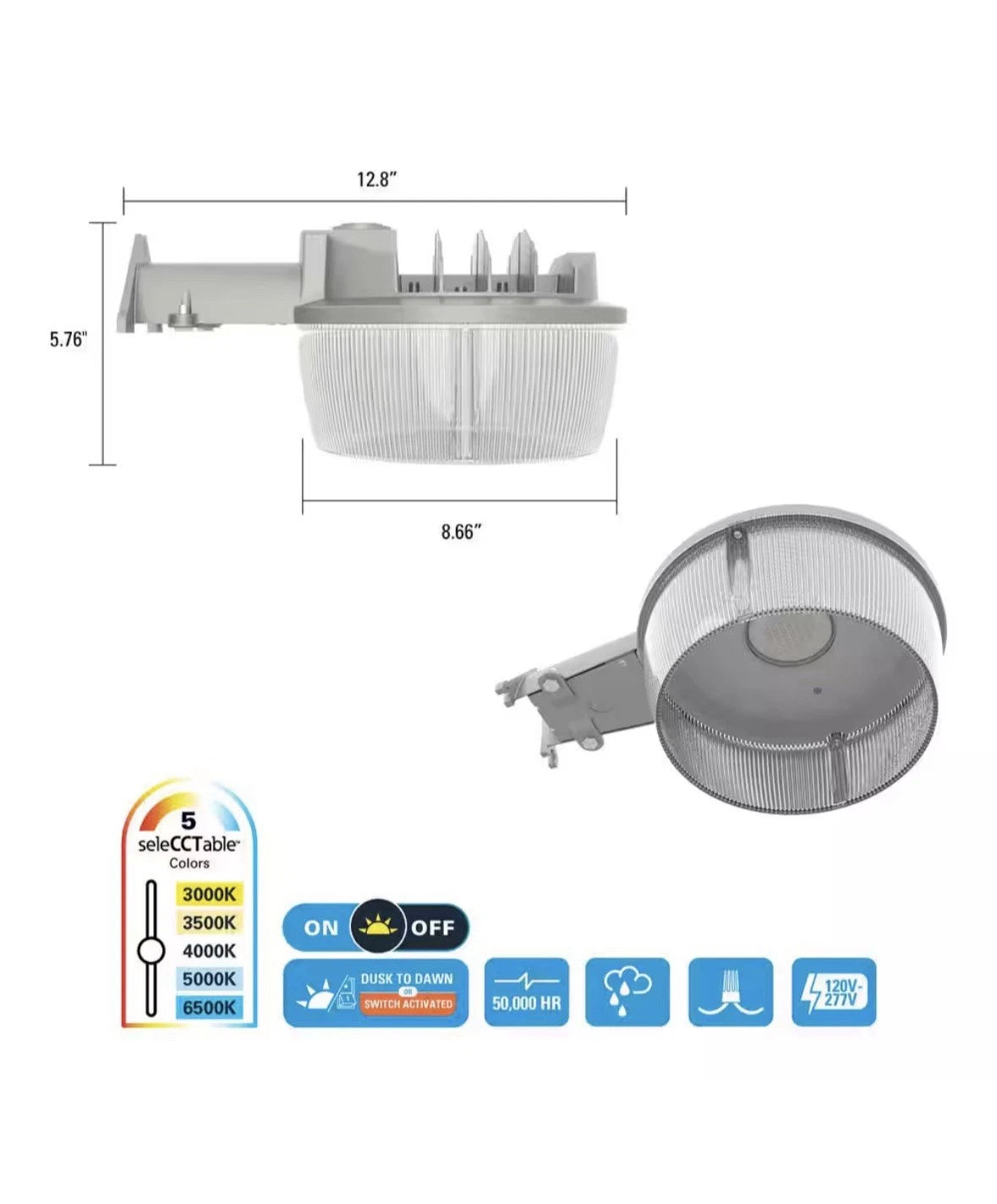Halo ALS 200-Watt Equivalent 6000 Lumen Gray Finish Dusk to Dawn LED Flood Light