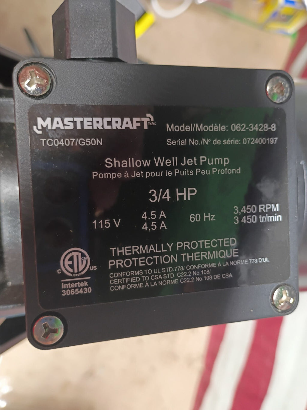 Mastercraft Shallow Well Jet Pump Open Box