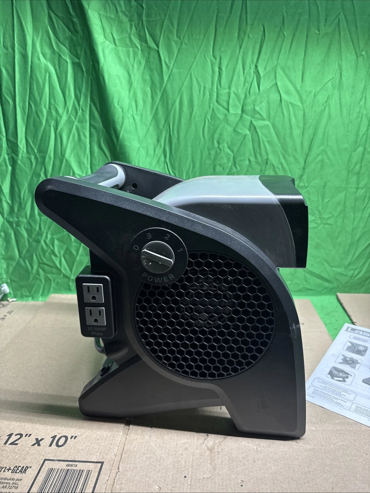Lasko 11.2 in. 3-Speed High Velocity Pivoting Blower Fan with Outlets in Gray’
