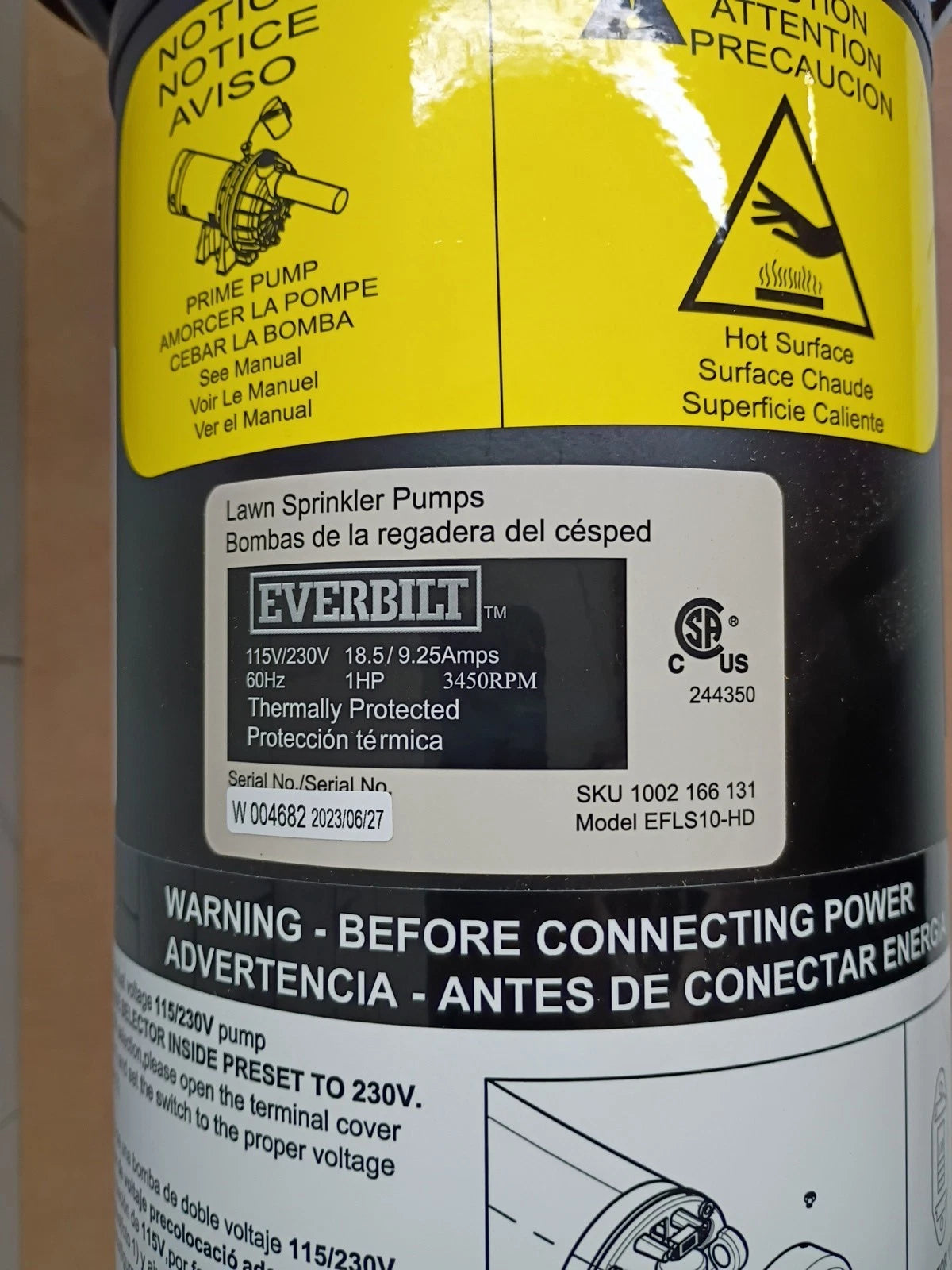 Everbilt EFLS10-HD Lawn Irrigation Pump Plastic 1 HP Brand New
