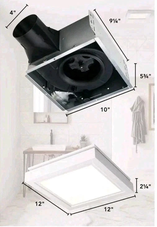 Broan NuTone AERN110LTW Bathroom Vent Fan 110 CFM LED Light 1.5 Sones "