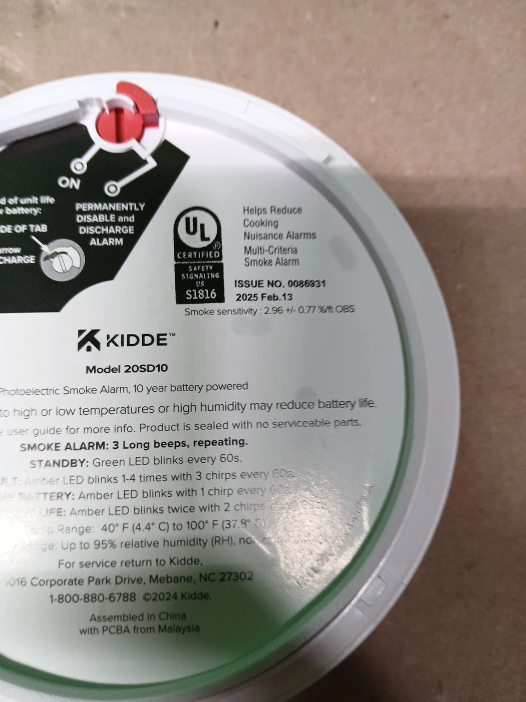 2 PACK Kidde Smoke Detector 10-Year Battery Powered LED Warning Light 20SD10