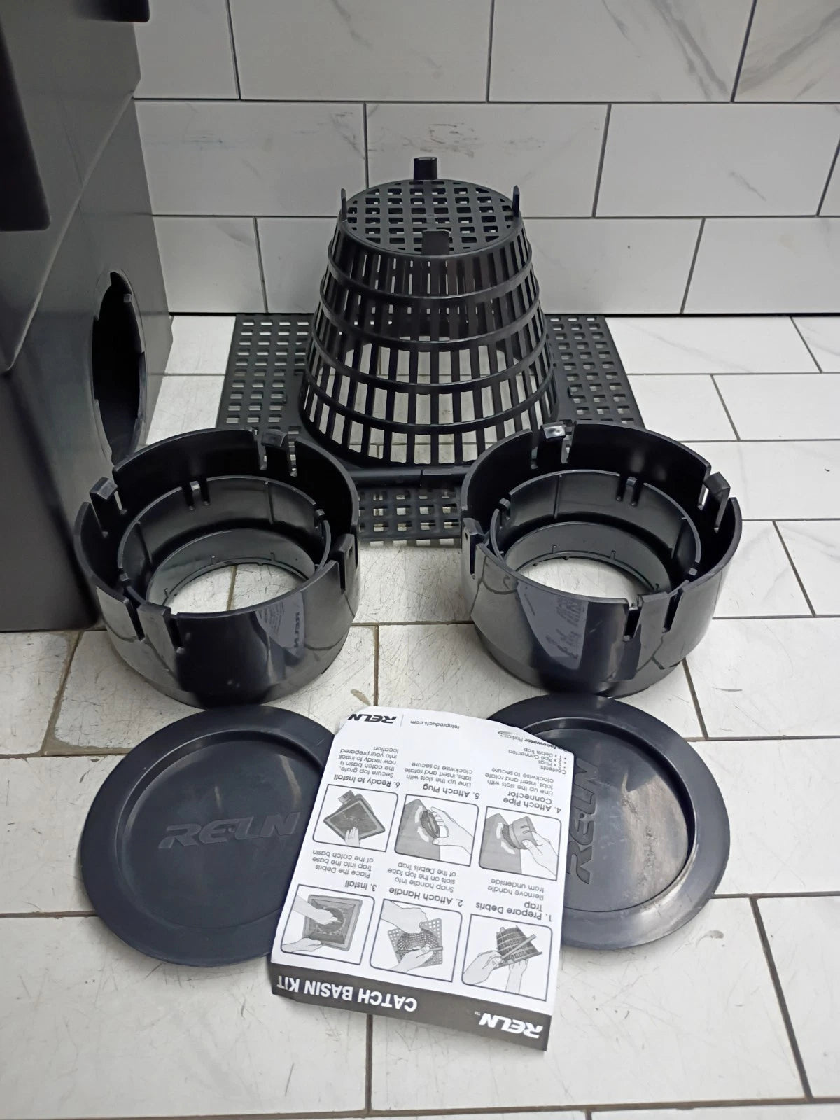 RELN 001028 12" x 12" Catch Basin Kit 5.8 Gal Capacity Fits 3" or 4" SewerDrain