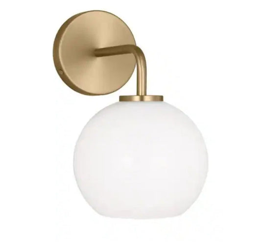 Orley 6.25 in. 1-Light Satin Brass Bathroom Vanity Light Clear Glass Shade OB