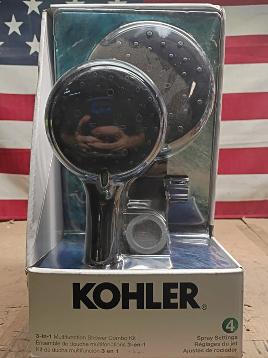 KOHLER Premise 3 Spray Matte Black 6-in Round Shower Head with Handheld Combo OB
