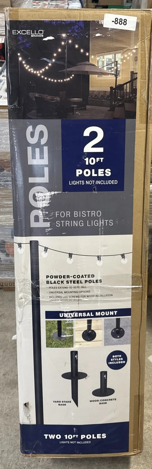 Two 10 ft. String Light Poles, Black.