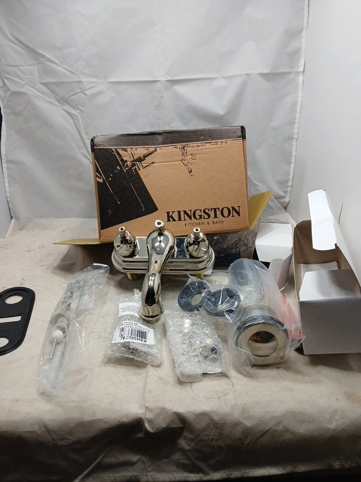 Kingston KB607B Restoration Polish Nickel Centerset Bathroom Faucet-Pop-Up (OB )