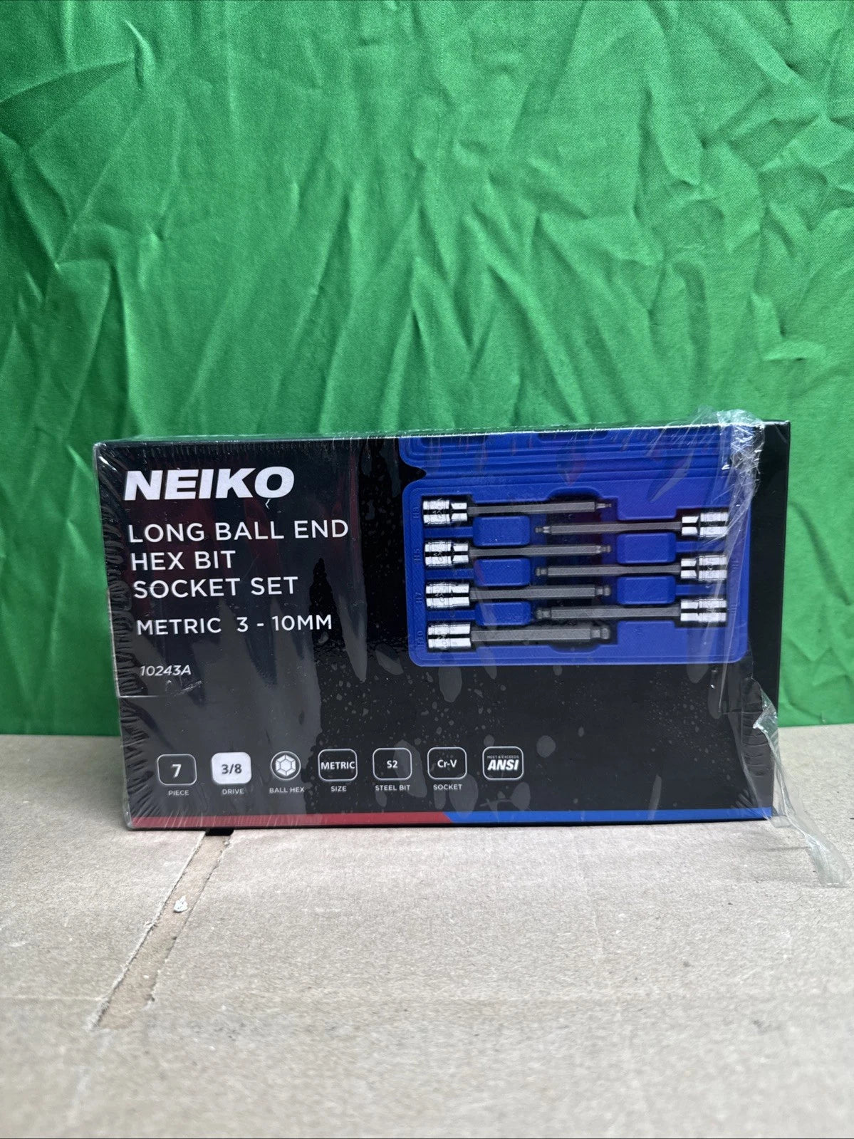 Neiko 10243A 3/8-Inch-Drive Extra-Long Ball-End Hex-Bit 7pc Allen Socket Set