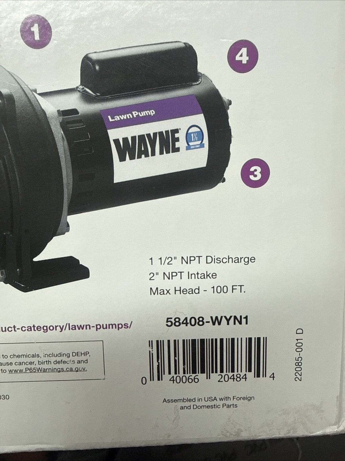 Wayne WLS150 1-1/2 HP Cast Iron Quick-Prime Lawn-irrigation Sprinkler Pump. NOB