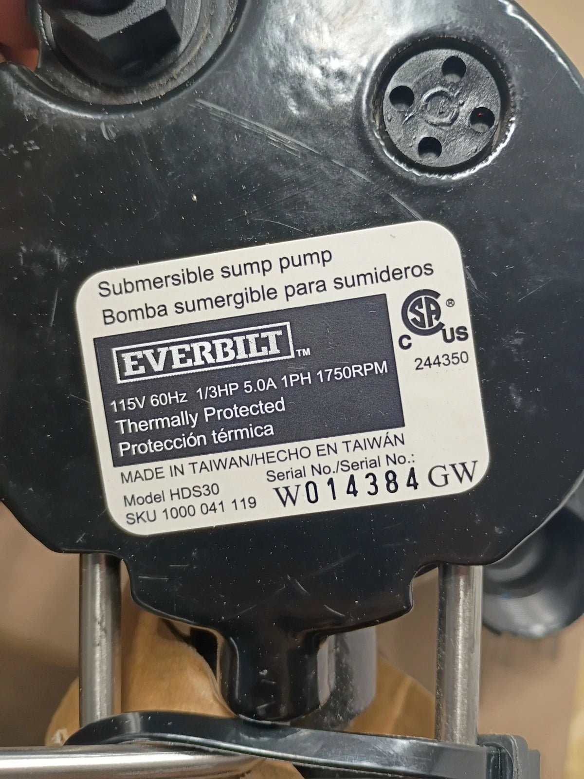 Everbilt 1/3 HP Cast Iron Submersible Sump Pump HDS30