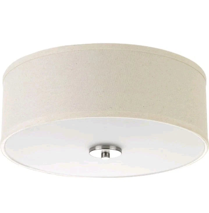 Progress Lighting Inspire 13 in. 2-Light Black Flush Mount Fabric Shade OpenBox