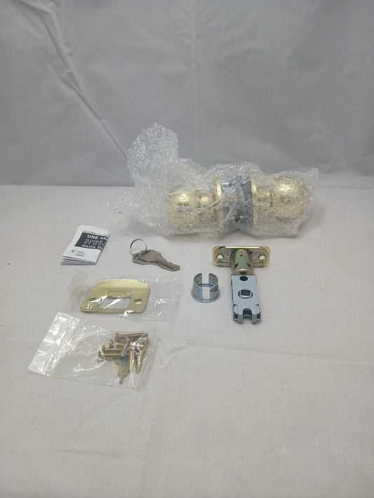 DIY-Friendly Keyed Entry Door Knob - Polished Brass for Interior & Exterior