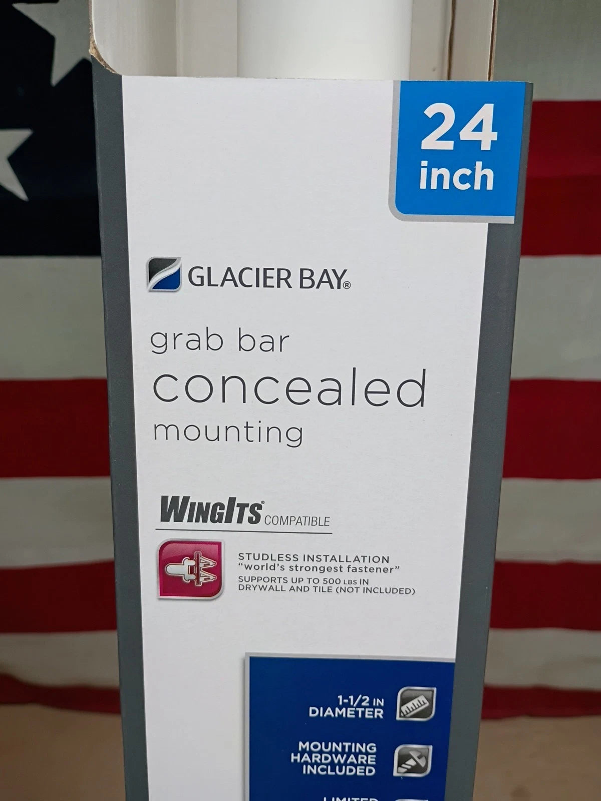 Glacier 068 GB11224WT 24" x 1-1/2" Concealed Screw ADA Compliant Grab Bar White