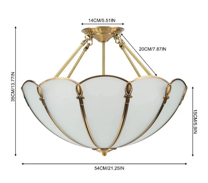 Gold Vintage Ceiling Light, 100-240v Glass Ceiling 4-light Pendant Lighting OB