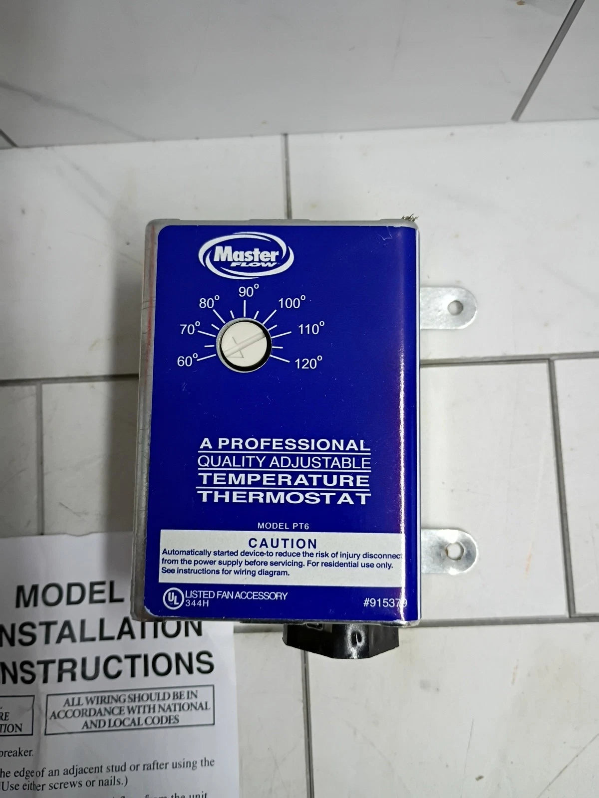 Master Flow PT6 Universal Manually Adjustable Thermostat for Power Vents OB
