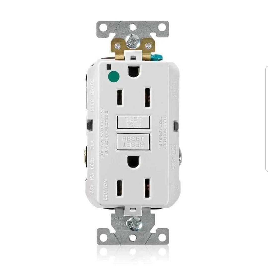 15 Amp Self-Test SmartLockPro Hospital Grade Duplex GFCI Outlet with LED, White
