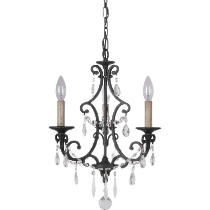 Bentley Chandelier 3 Light Chandelier, Matte Black - 38923-MBK modern crystal OB