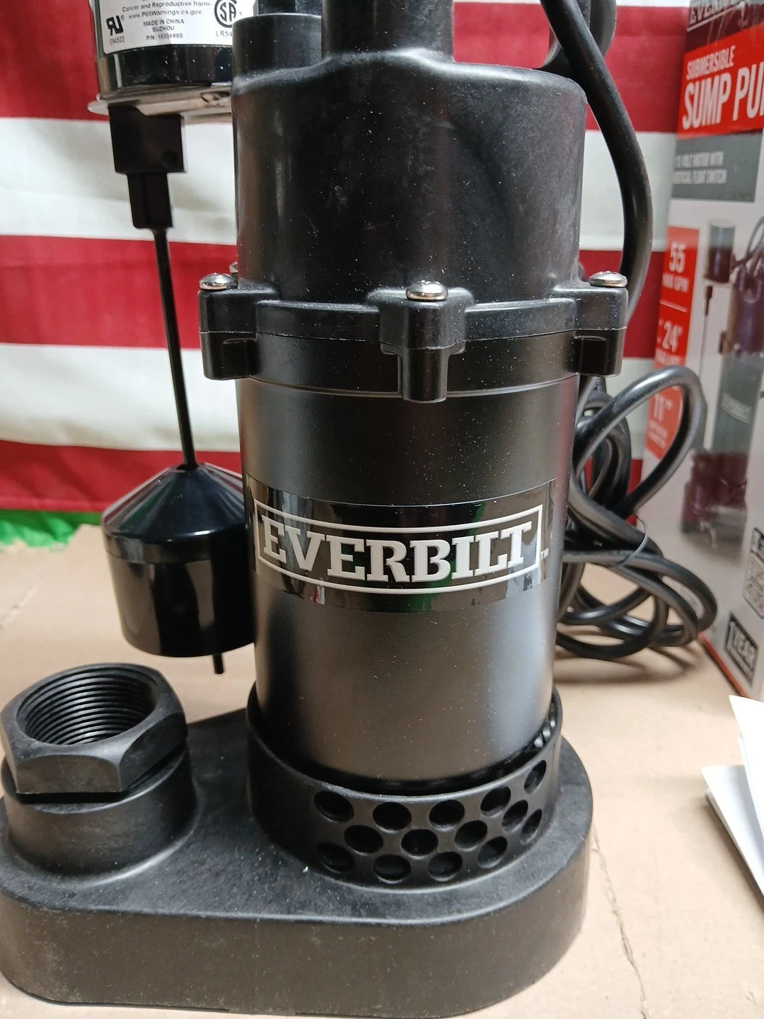 Everbilt 1/3 HP Aluminum Sump Pump Submersible Vertical Switch- HDSP33V, NEW