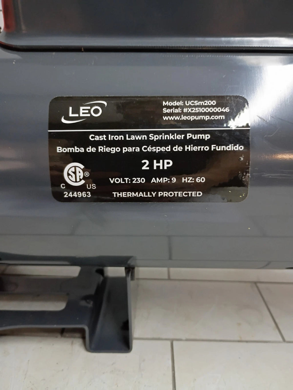Leo UCSm200 2 hp Lawn Sparkler Pump Model Ucsm150 New Open Box.