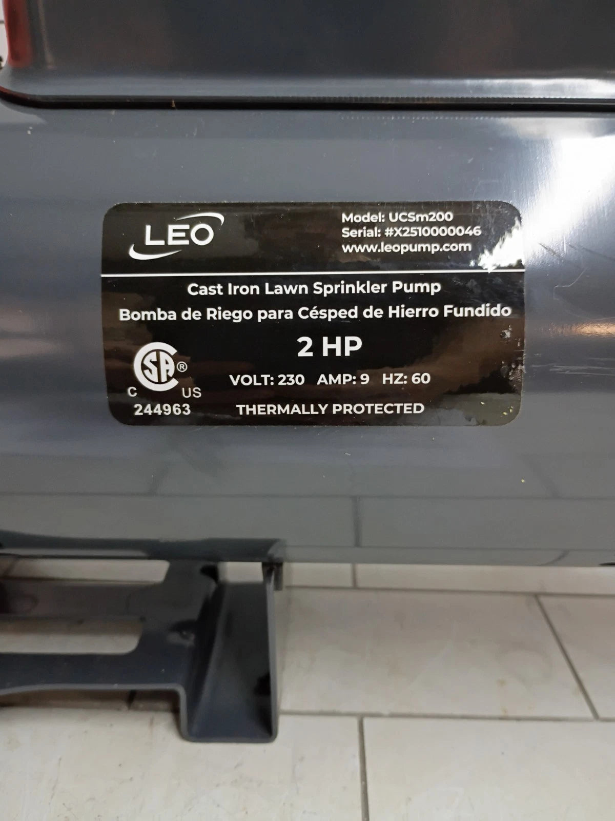 Leo UCSm200 2 hp Lawn Sparkler Pump Model Ucsm150 New Open Box.