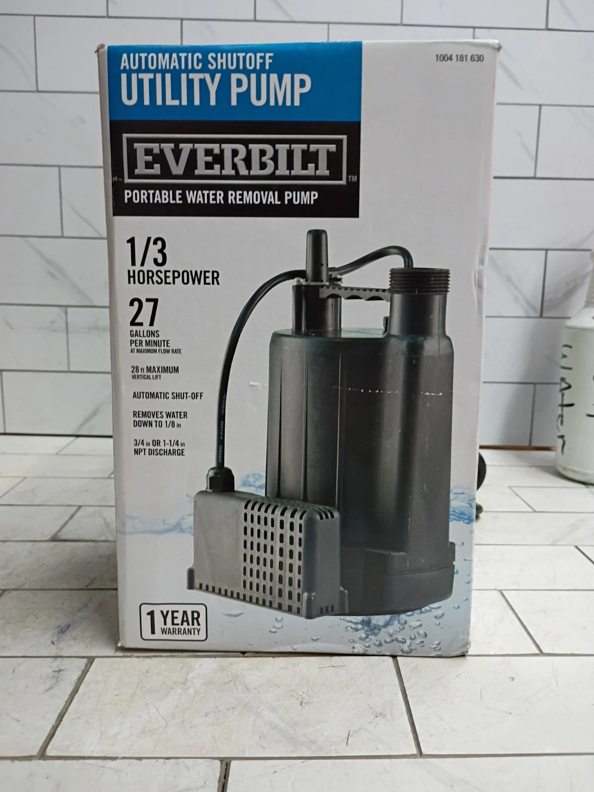 Everbilt HDSP33W 1/3 HP Corrosion Resistant Aluminum Sump Pump Tether Switch