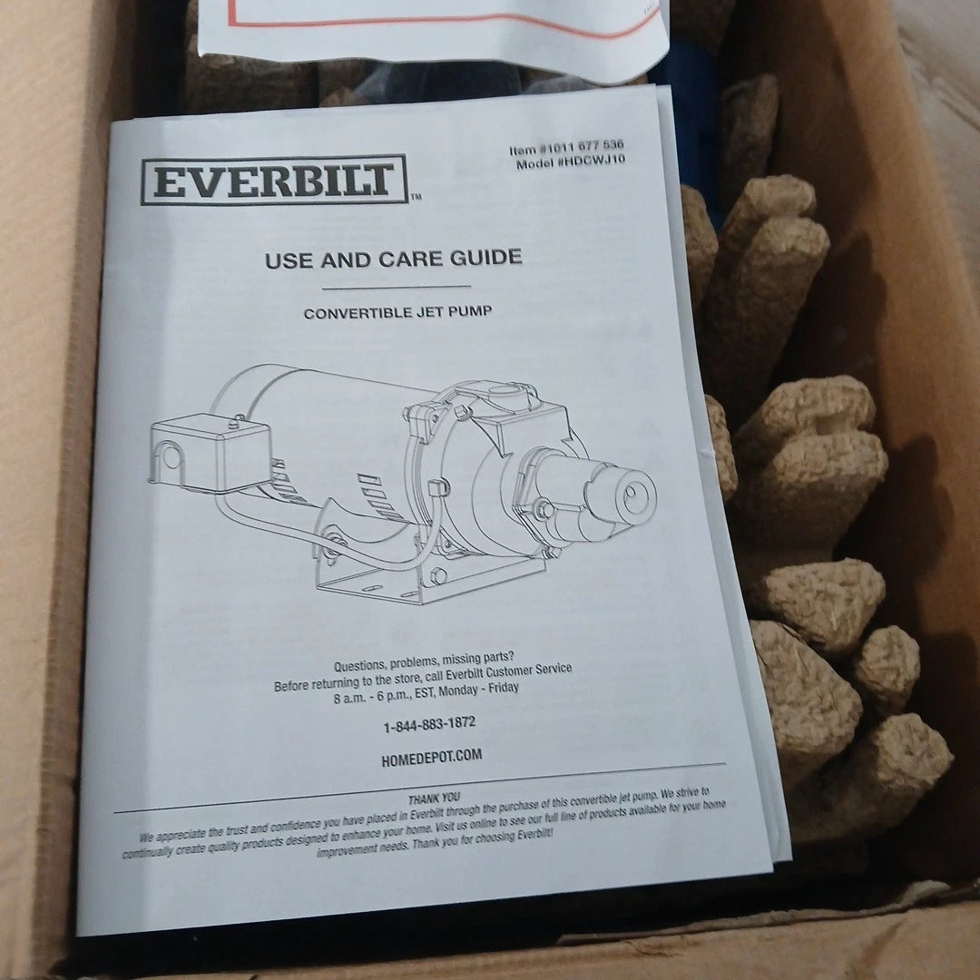 Everbilt 1 HP Professional Convertible Jet Pump Model # 1011677536 FOR PARTS
