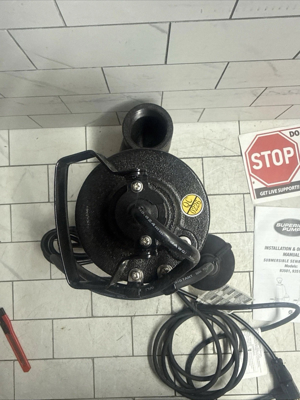 Superior Pump 93501 1/2HP Submersible Sewer Ejector Pump Cast Iron