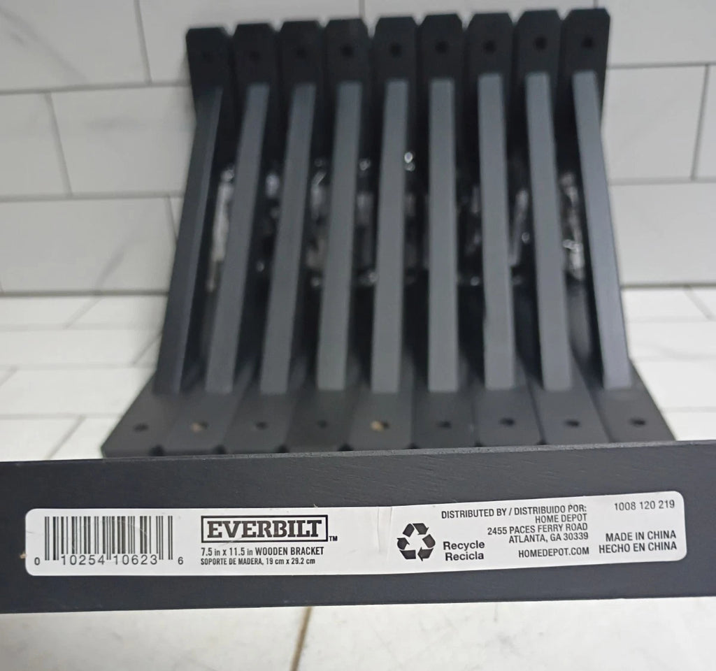 (10 Pack) Everbilt 11.5 in. x 7.5 in. Wooden Shelf Brackets Black NEW OPEN BOX