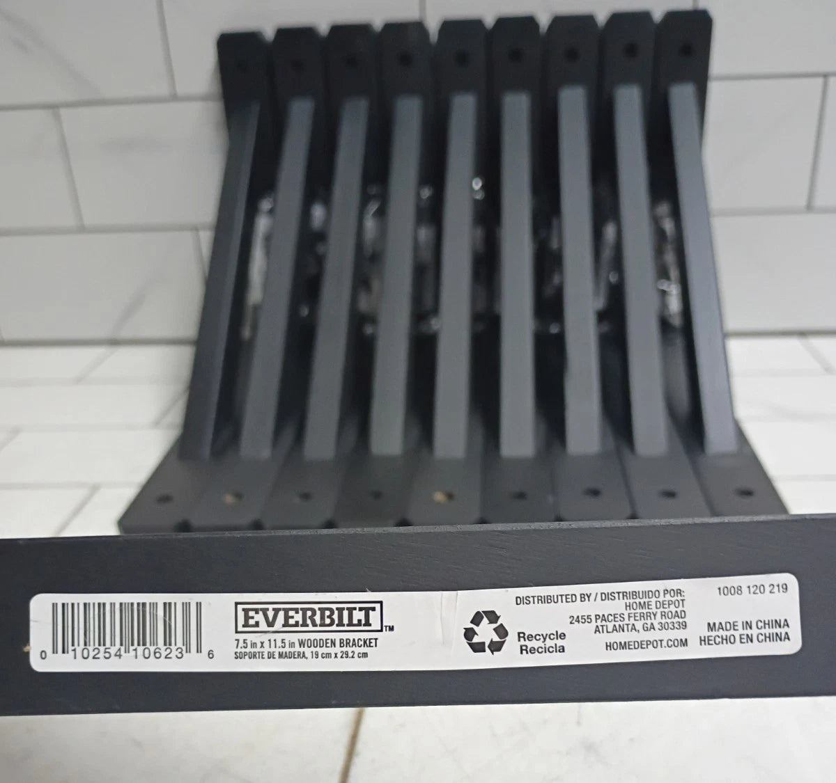 (10 Pack) Everbilt 11.5 in. x 7.5 in. Wooden Shelf Brackets Black NEW OPEN BOX.