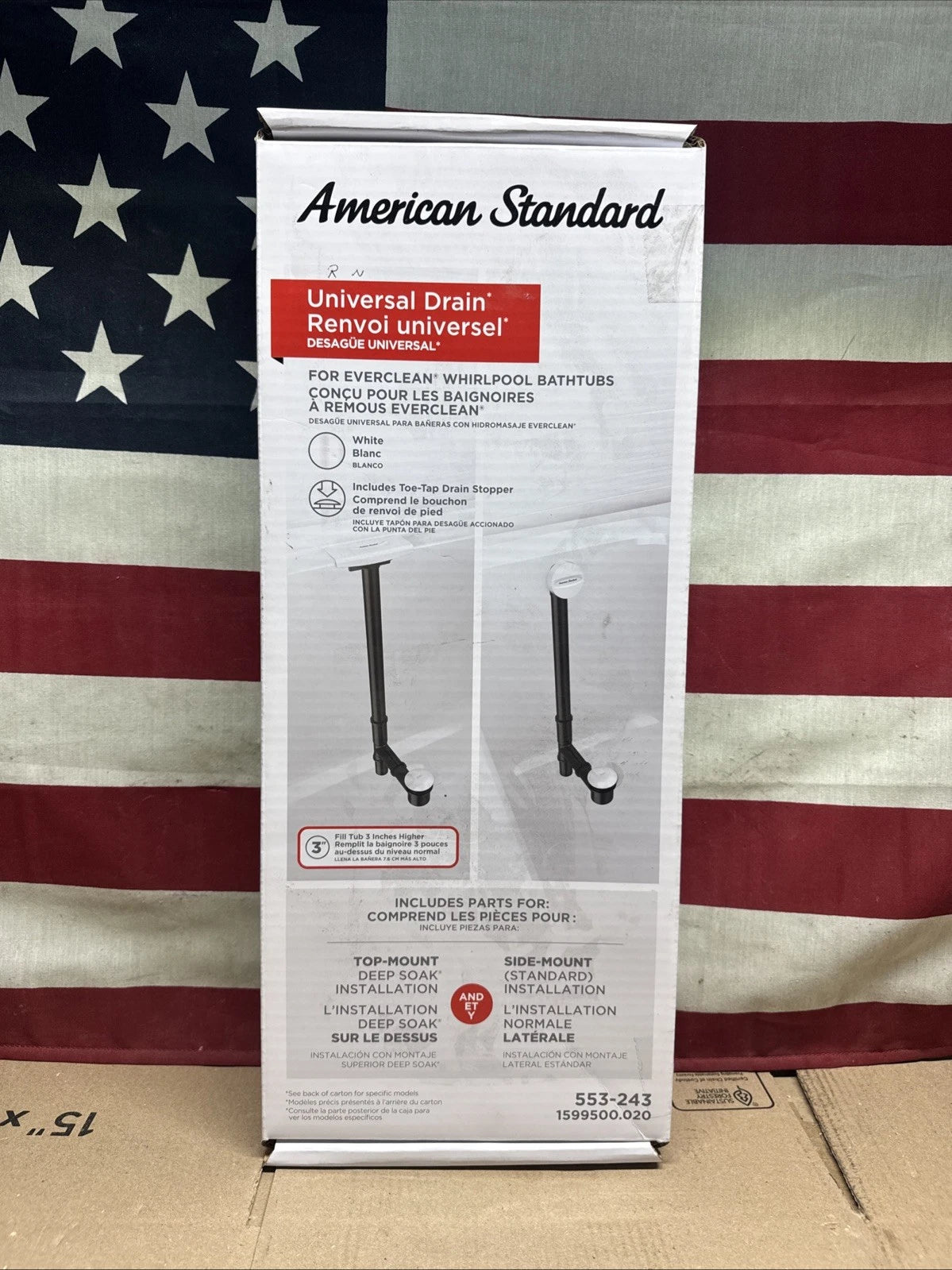 American Standard 553-243 EverClean Whirlpool Tub Drain Kit White