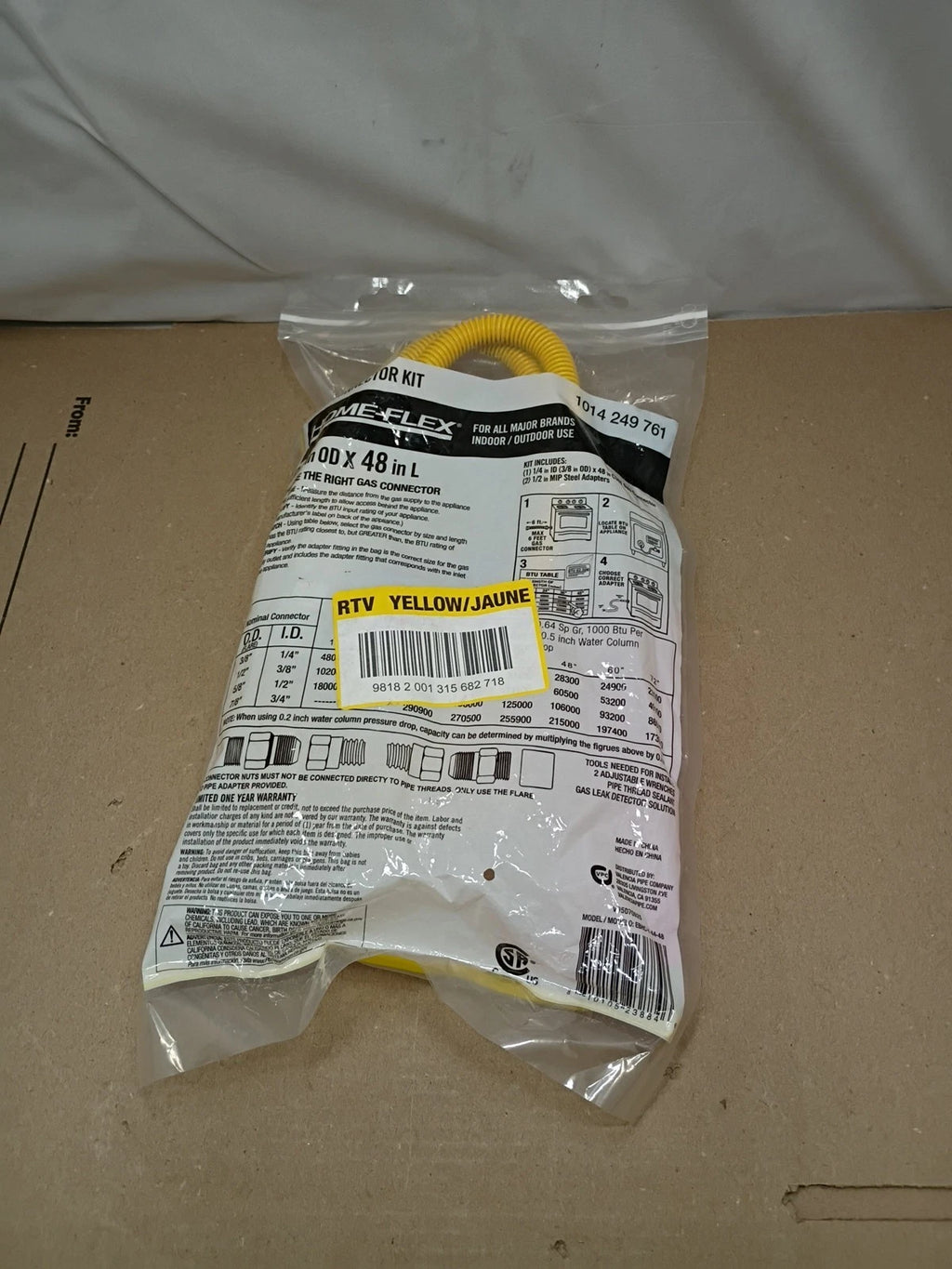 Everbilt 1014 249 761 1/2 in. MIP x 1/2 in MIP x 48 in Gas Connector (3/8 in OD)