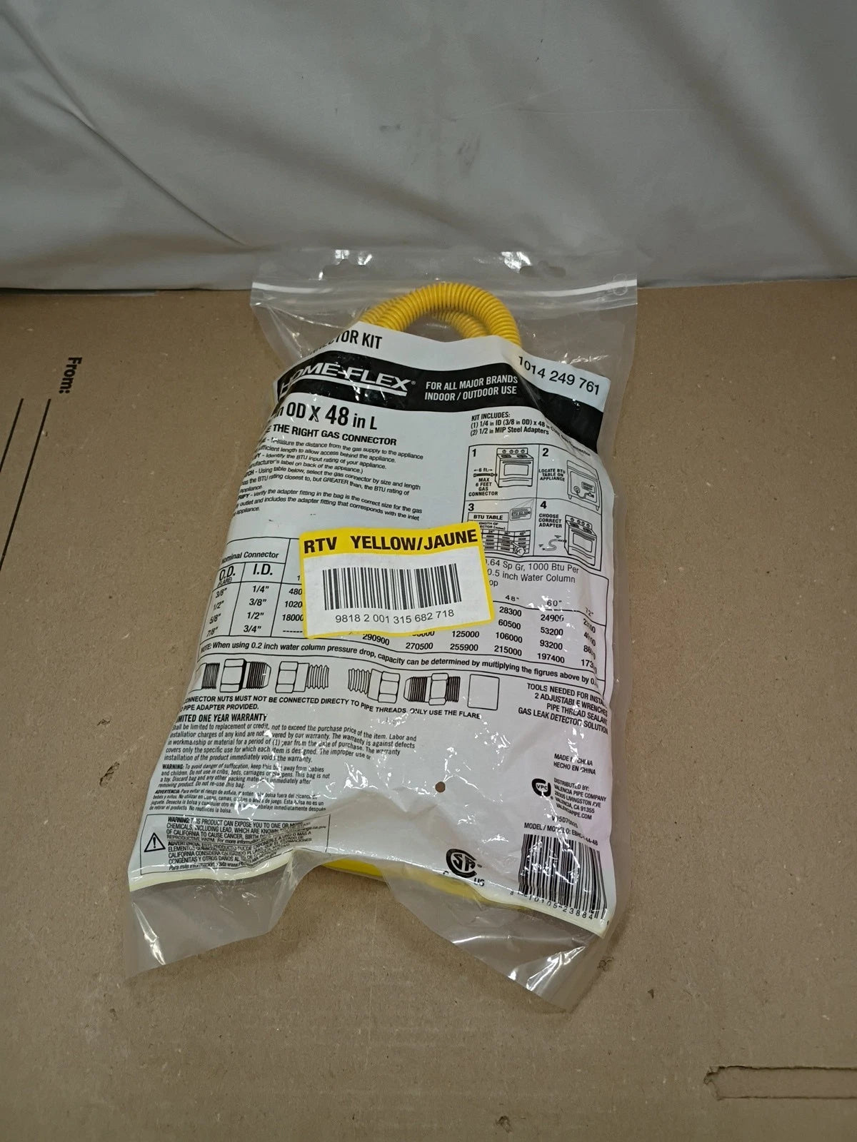 Everbilt 1014 249 761 1/2 in. MIP x 1/2 in MIP x 48 in Gas Connector (3/8 in OD)