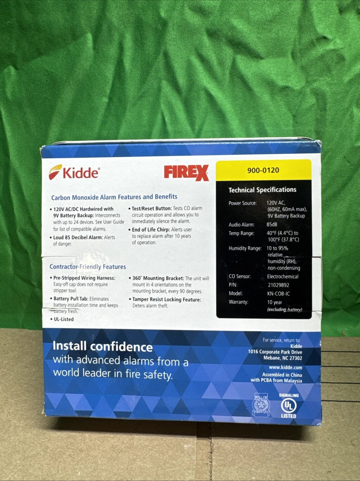 Kidde Carbon Monoxide Alarm 120 V Direct Wire Battery Backup 900-0120