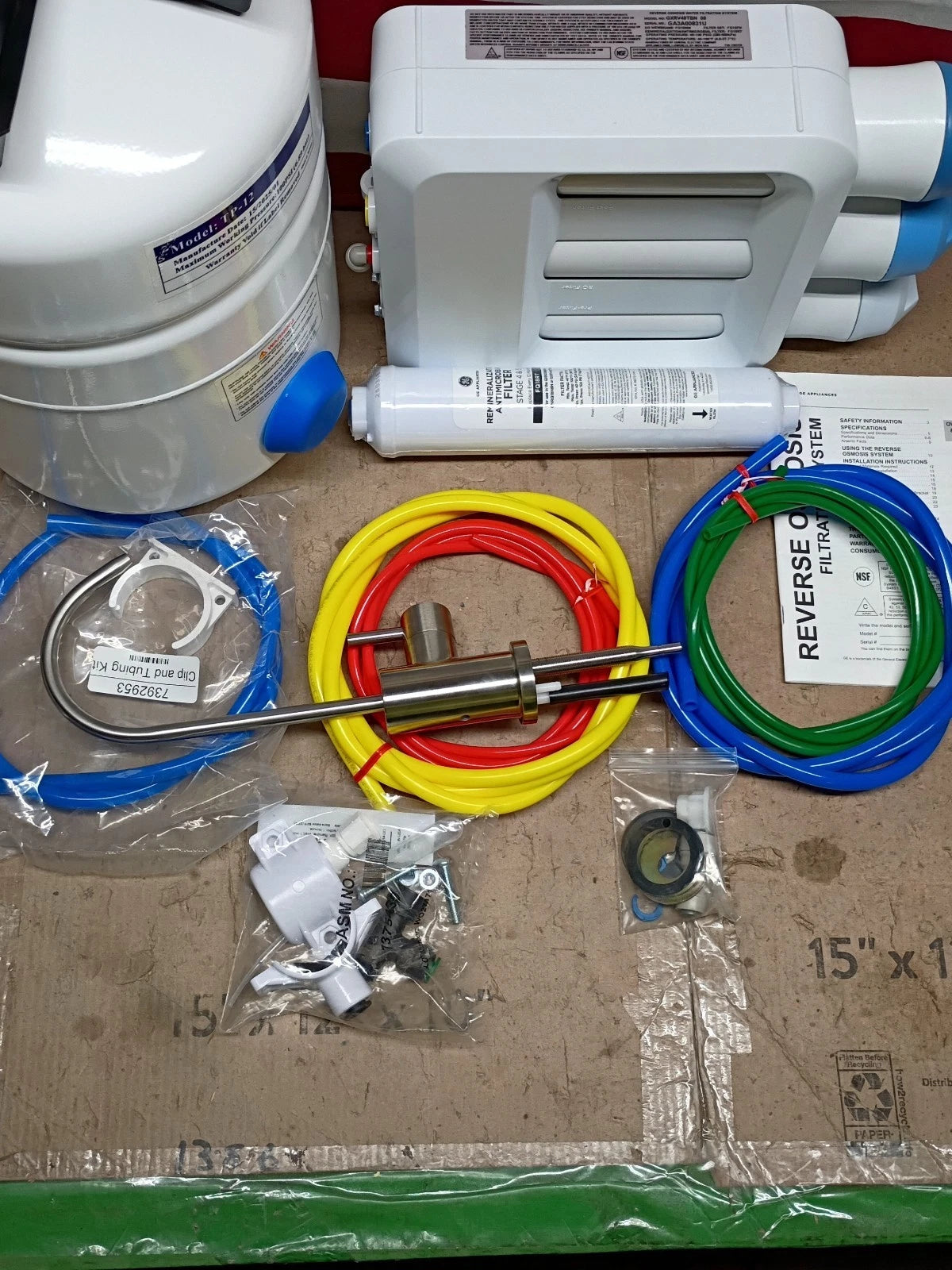 GE GXRV40TBN Under Sink 5-Stage Reverse Osmosis Water Filtration System, OB,