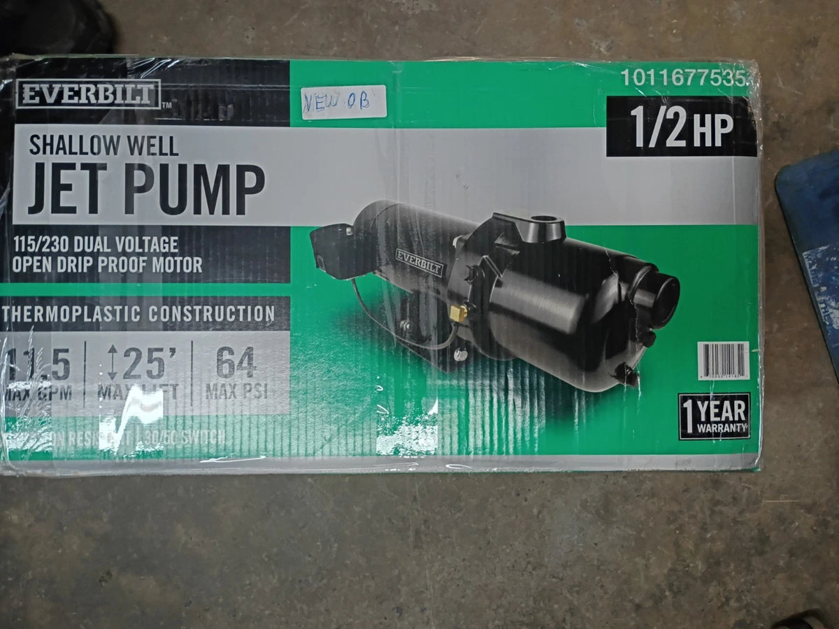 Everbilt HDSWH5P 1/2 HP Plastic Shallow Well Jet Pump New Open Box