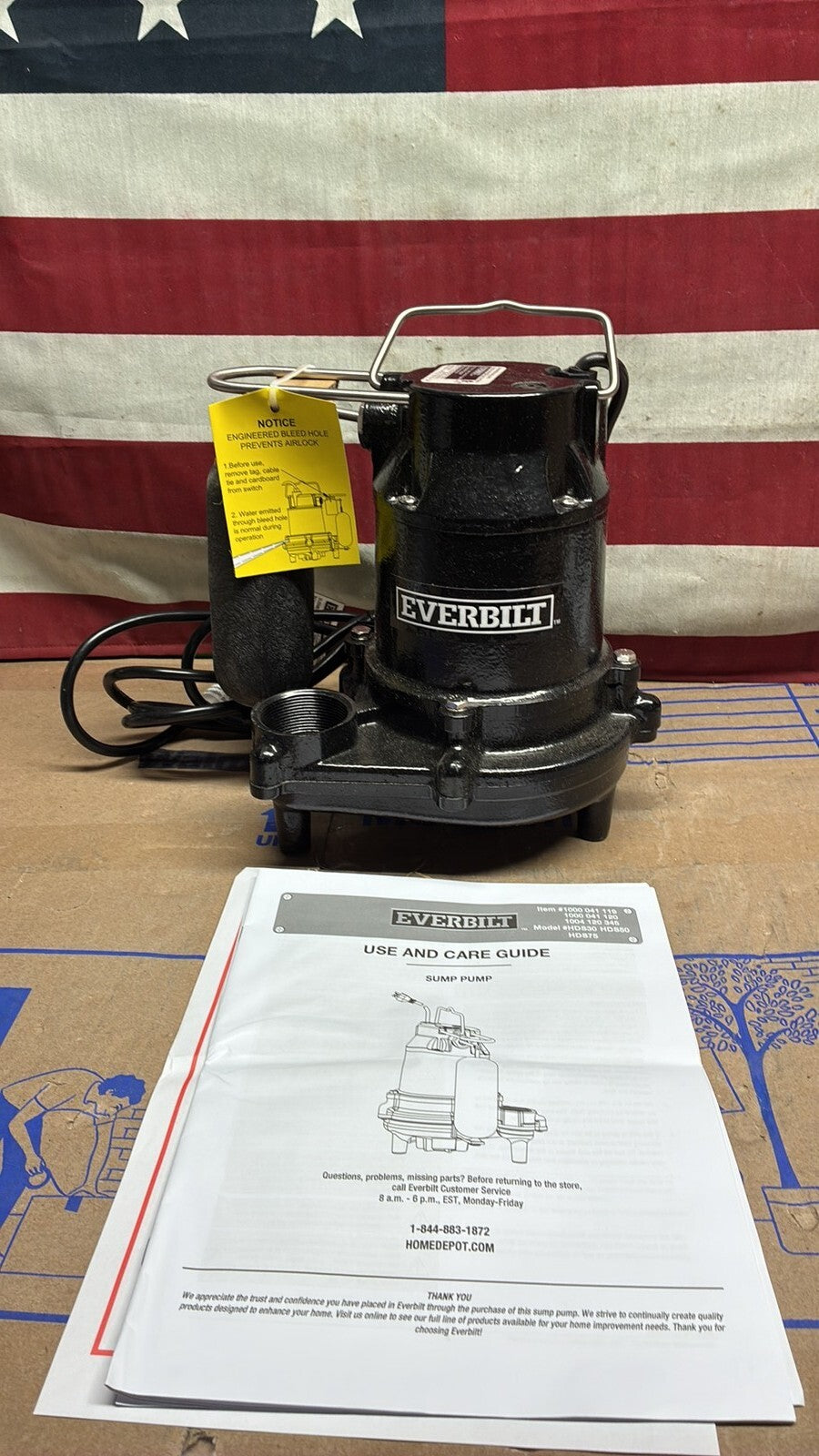 Everbilt HDS50 1/2 HP Cast Iron Pro Grade Submersible Sump Pump OPEN BOX.