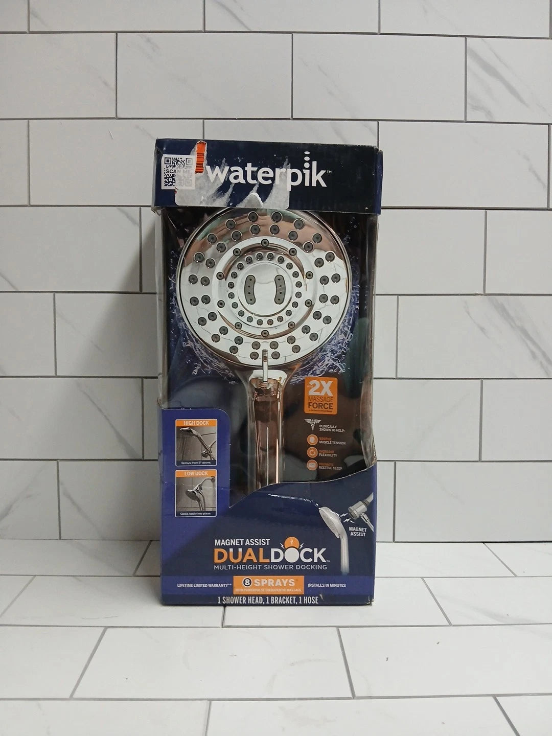 Waterpik QME-863ME 8-Spray Wall Mount Magnet Multi Height Hand Shower 1.8 GPM