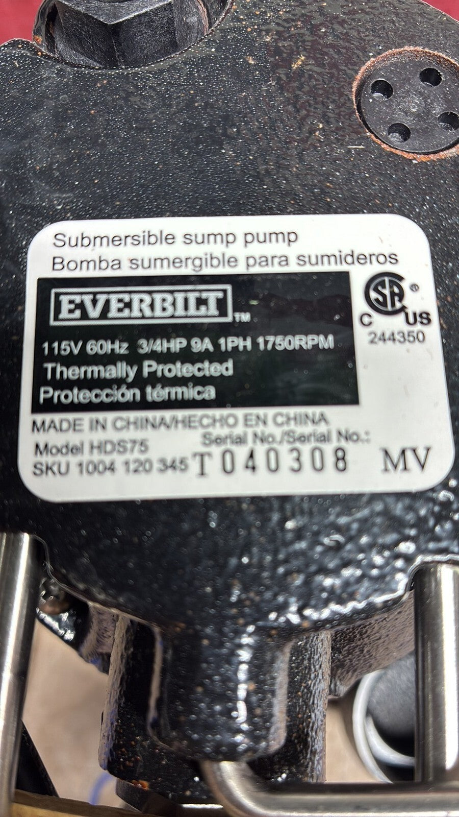 Everbilt HDS50 1/2 HP Cast Iron Sump Pump Model OPEN BOX.