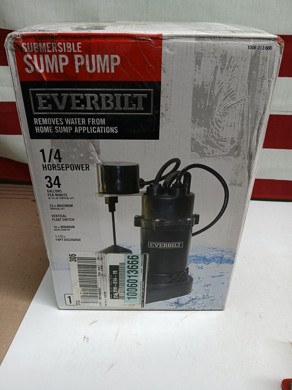 Everbilt 1/4 HP Aluminum Sump Pump Vertical Switch