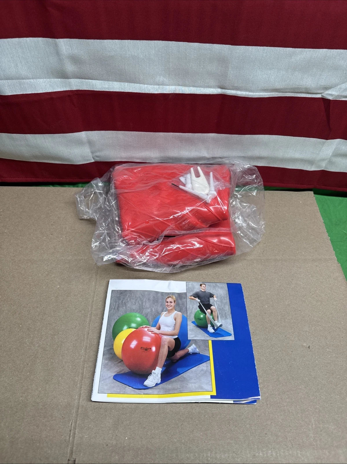 Thera-Band Exercise Ball Red and Exercise Ball Hand Pump - New in Box