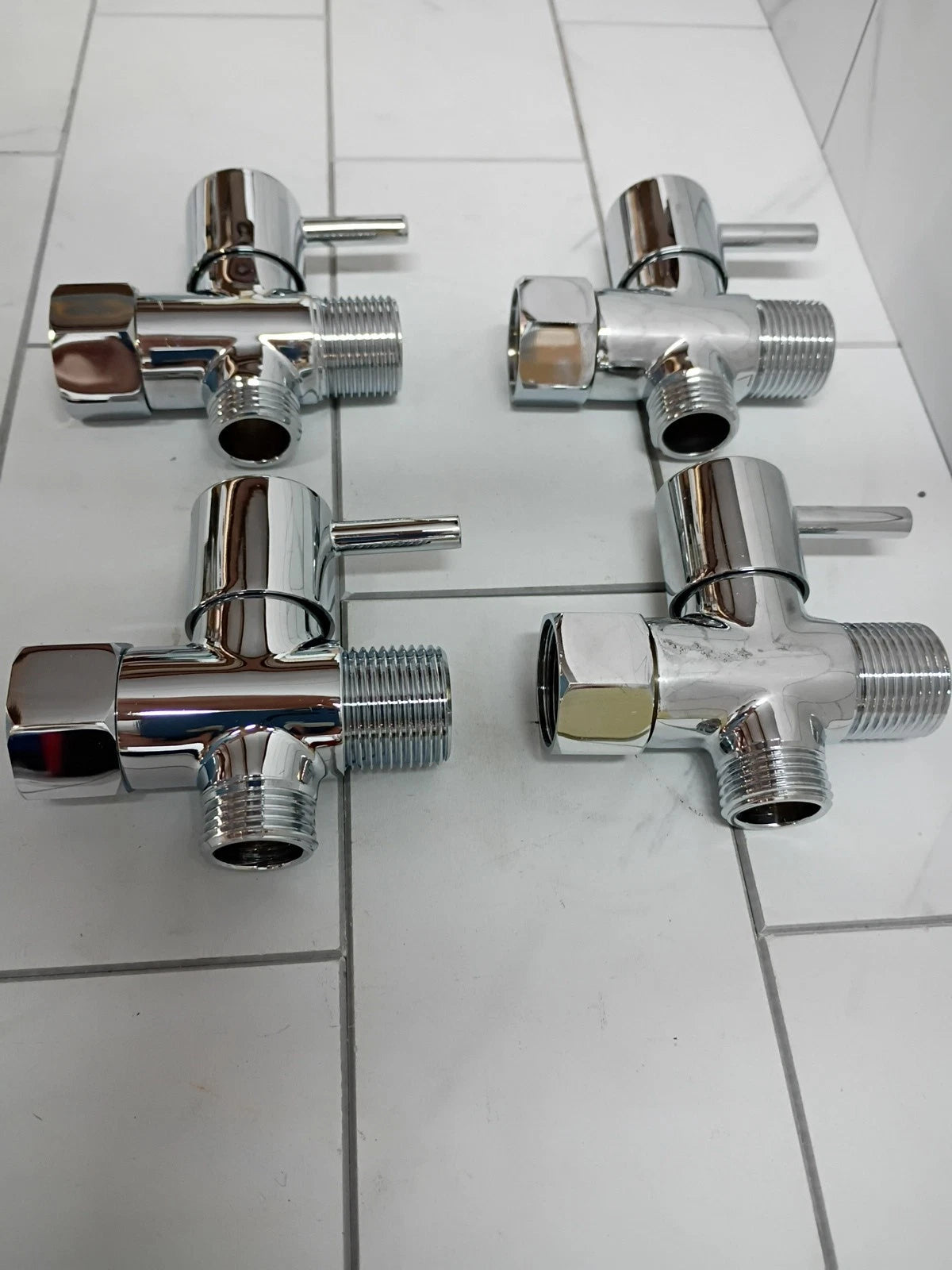 4pk Solid Brass 3-Way 1/2 Shower Diverter (Chrome Plating) New Open Box READ DES