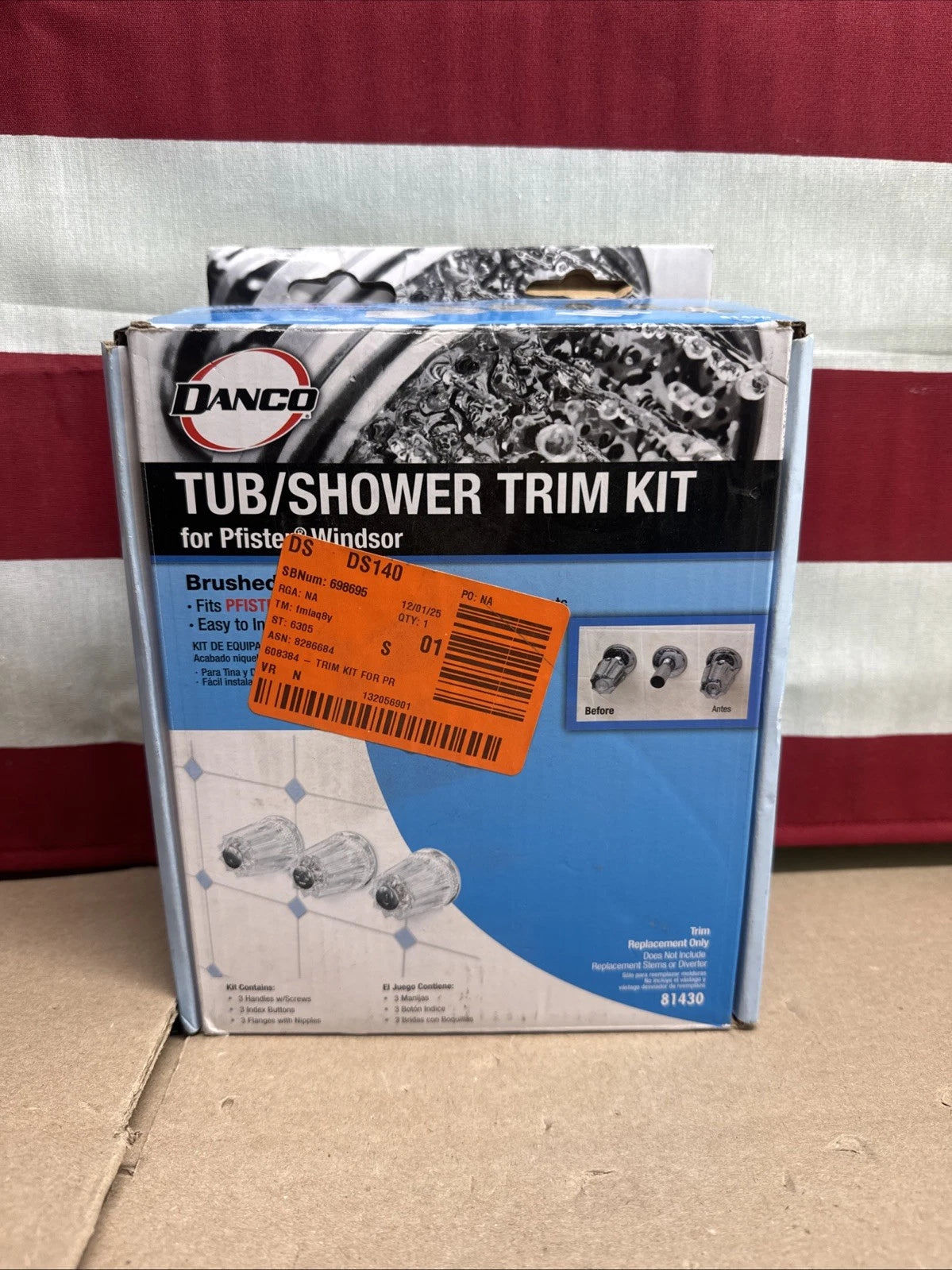 Danco 81430 Pfister Windsor Tub / Shower Trim Kit, Brushed Nickel NEW OPEN BOX