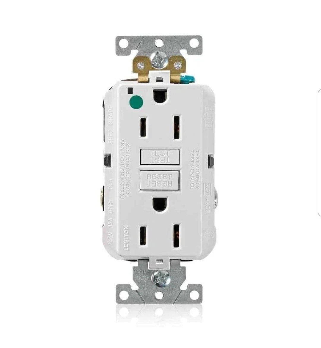 15 Amp Self-Test SmartLockPro Hospital Grade Duplex GFCI Outlet with LED, White