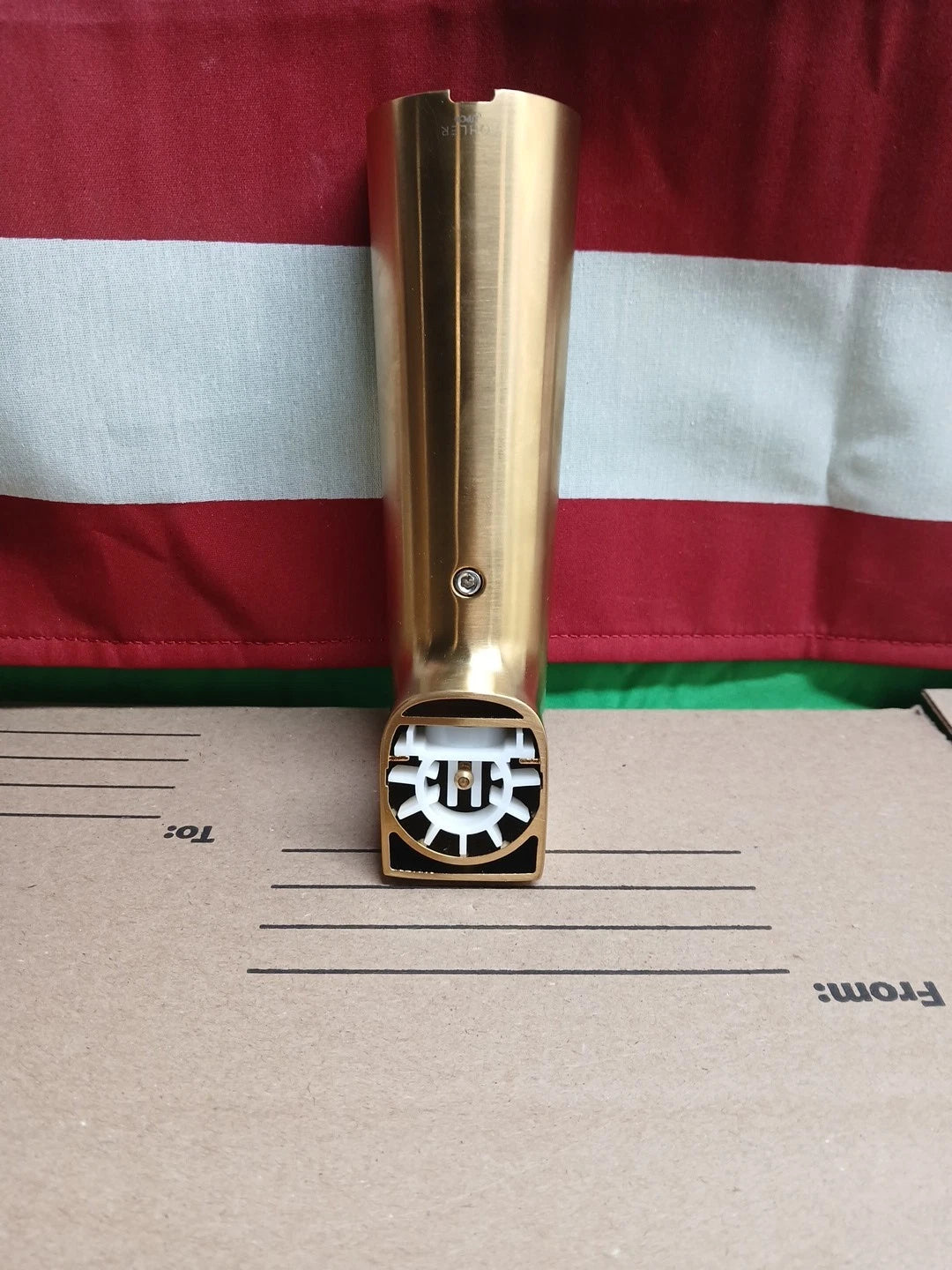 KOHLER Pitch Wall-mount diverter bath spout in Vibrant Brushed Moderne Brass