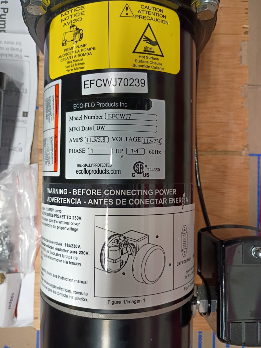 ECO FLO EFCWJ7 3/4 HP 115/230V Convertible Deep Well Jet Pump  Open Box