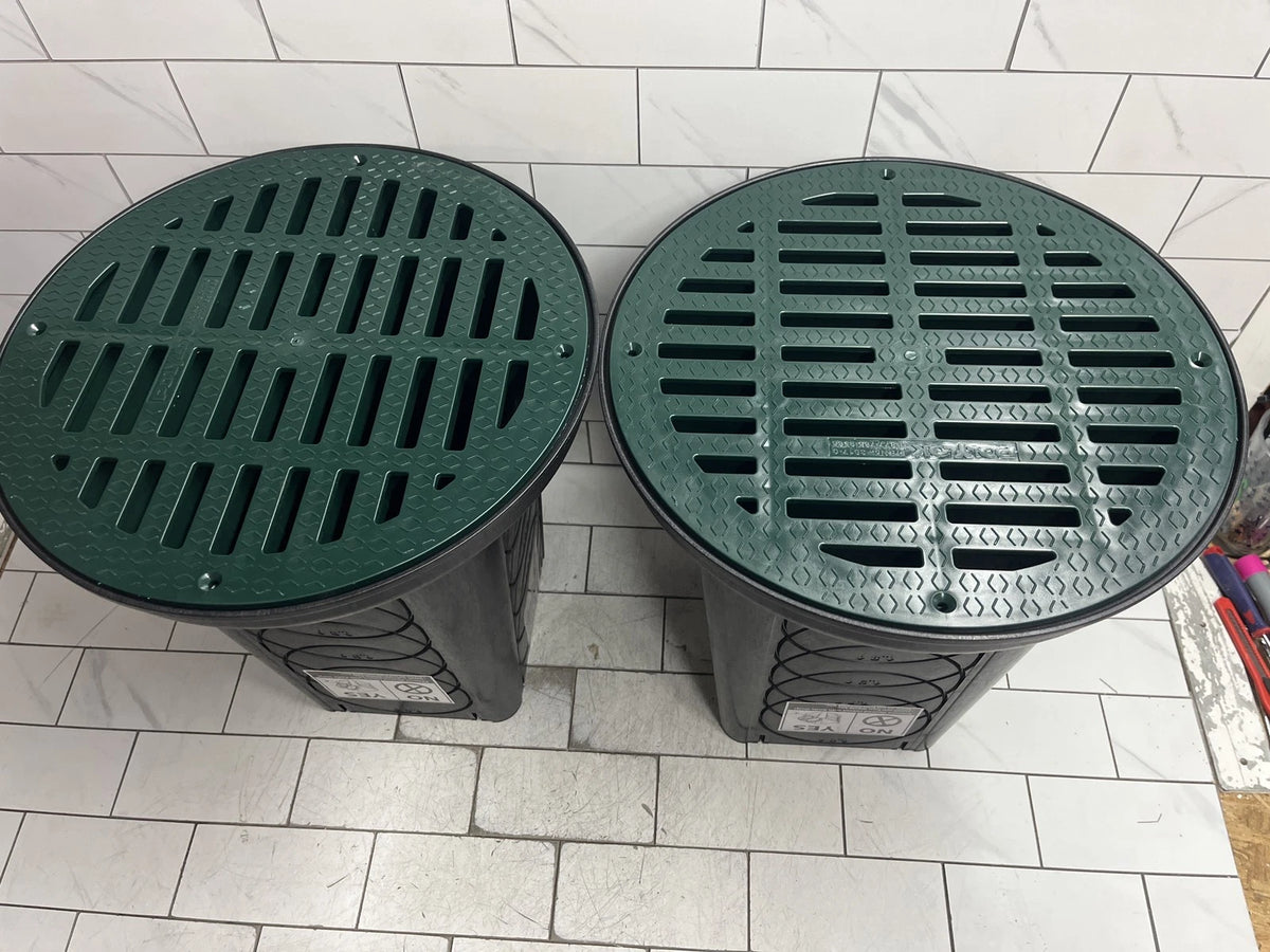 2pk Polylok 3017-12 20" Heavy Duty Riser & D-Box Grate Storm Drain green/black