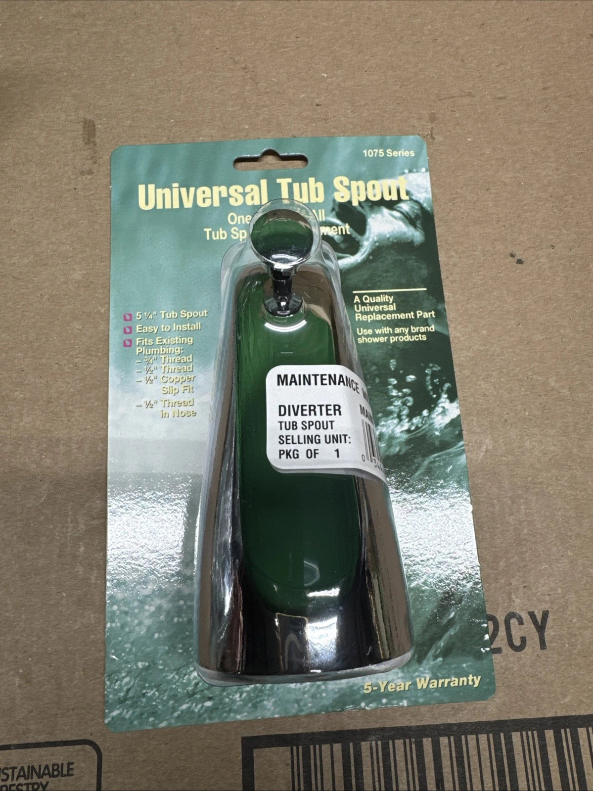 1075 Series MAINSP831CH Universal Tub Diverter Spout Chrome 4 PACK
