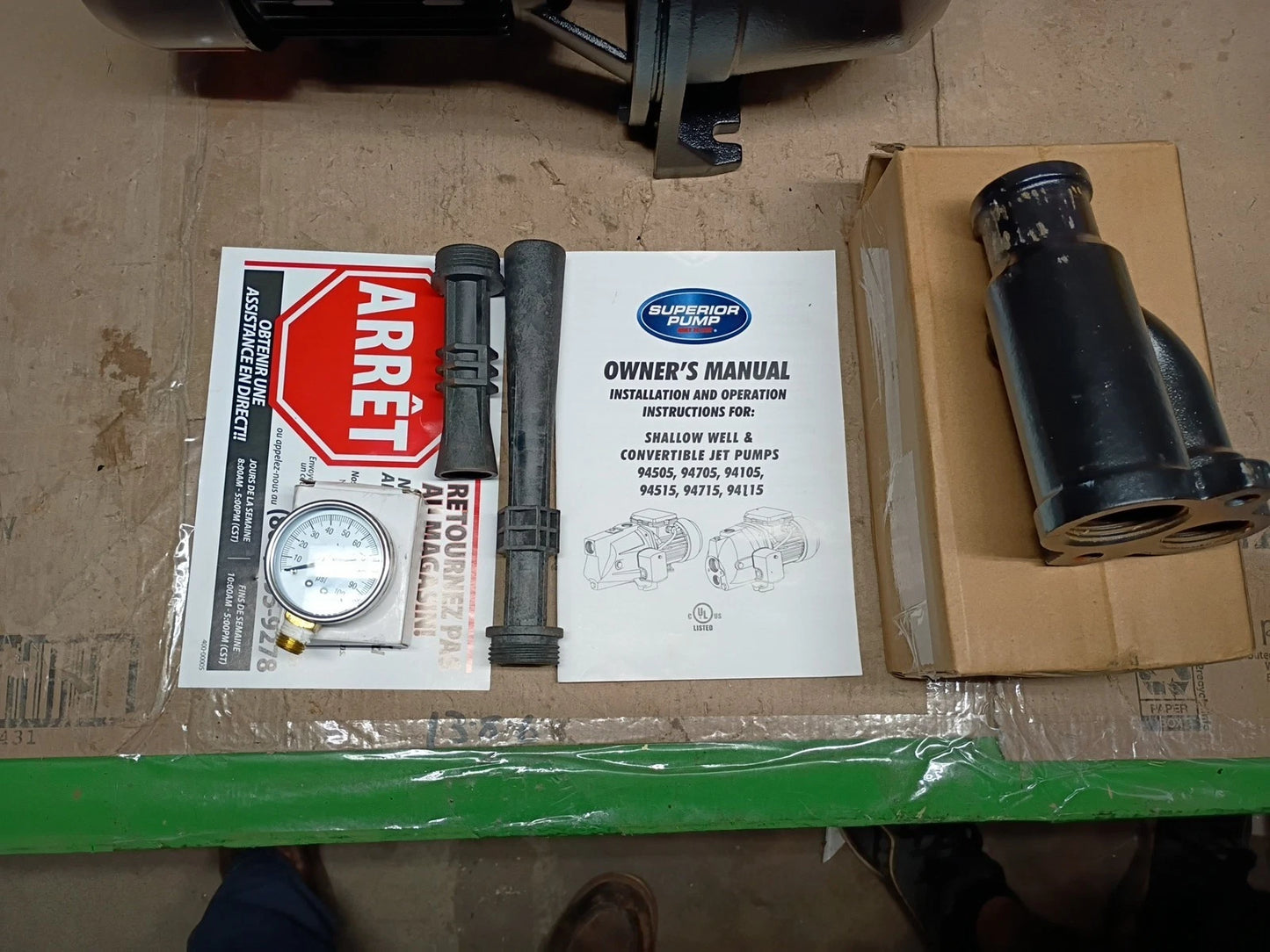 Superior Pump 94115 1HP Plastic Cast Iron Convertible Jet Pump Injector Kit USED