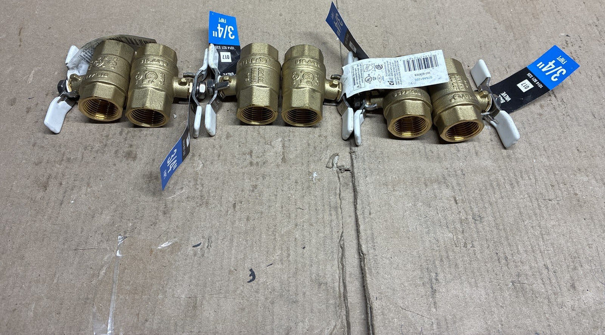 A LOT OF 6 3/4 in. FNPT Full Port Lead Free Brass Ball Valve with Tee Handle