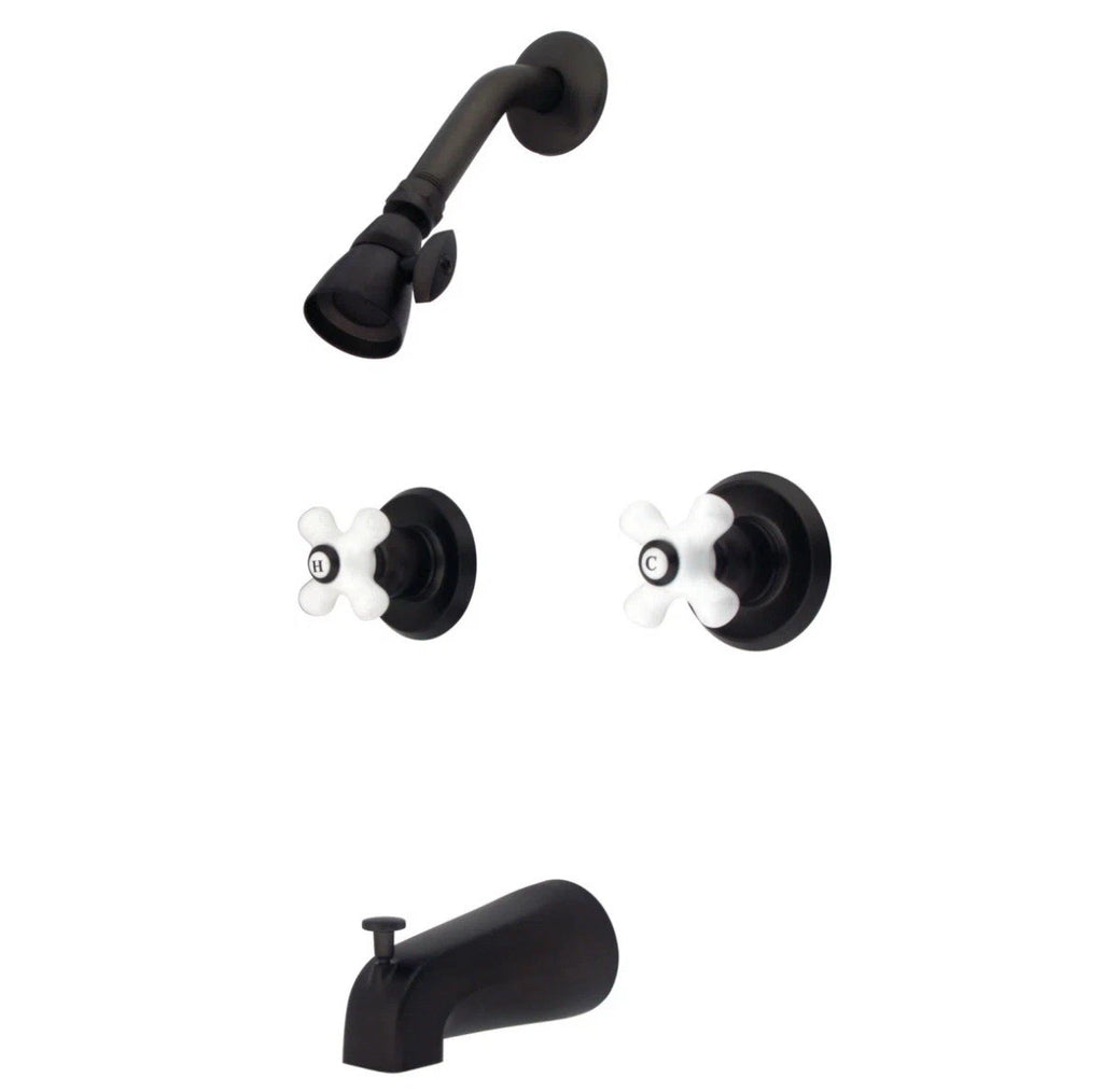 Kingston Brass KB245PX Magellan Tub and Shower Faucet Porcelain Cross Handles